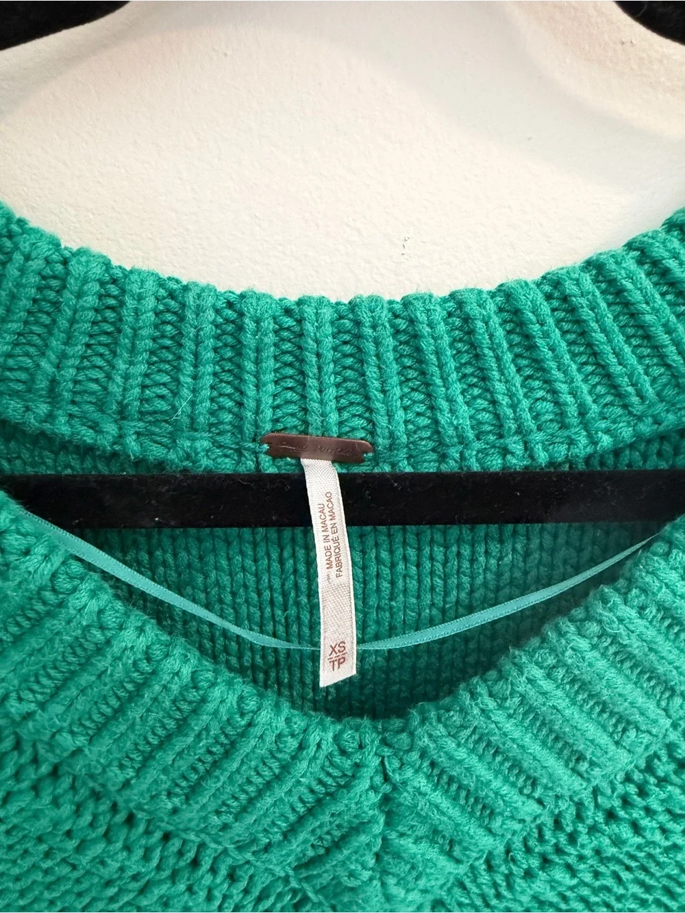 Free People Teal Green Oversized Alli V-Neck Knit Sweater